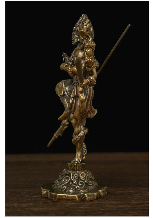 Handheld Vajra Pestle Pure Brass Statue, Buddhist Ritual Item, Zen Home Decor, Altar Supply, Meditation Tool, Desktop Sculpture