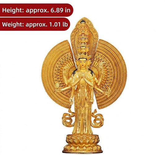 Gilt Bronze Thousand-Armed Avalokiteshvara Statue, Nepal Craft Guanyin Buddha, Bodhisattva of Compassion, Tibetan Buddhist Decor