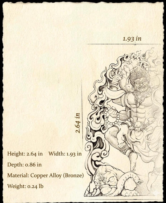 Six-Armed Mahakala Pendant, Original Design Gold Plated Buddhist Amulet, Tibetan Wrathful Deity Statue, Spiritual Gift, Dharma Jewelry Art