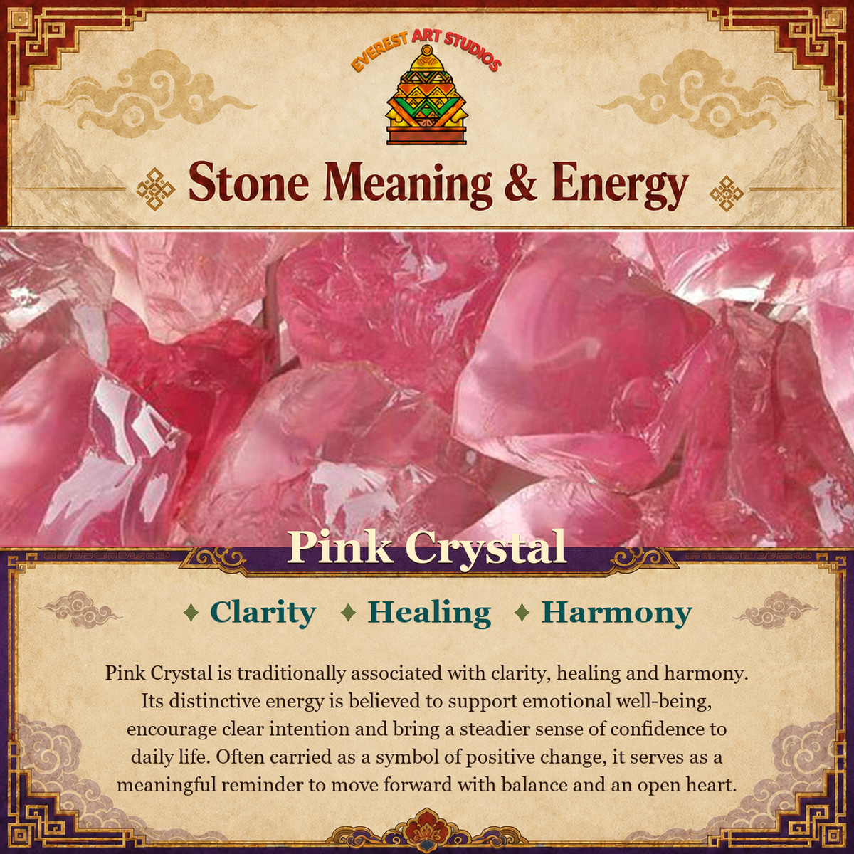 Everest Art Studios Pink Crystal stone meaning and energy