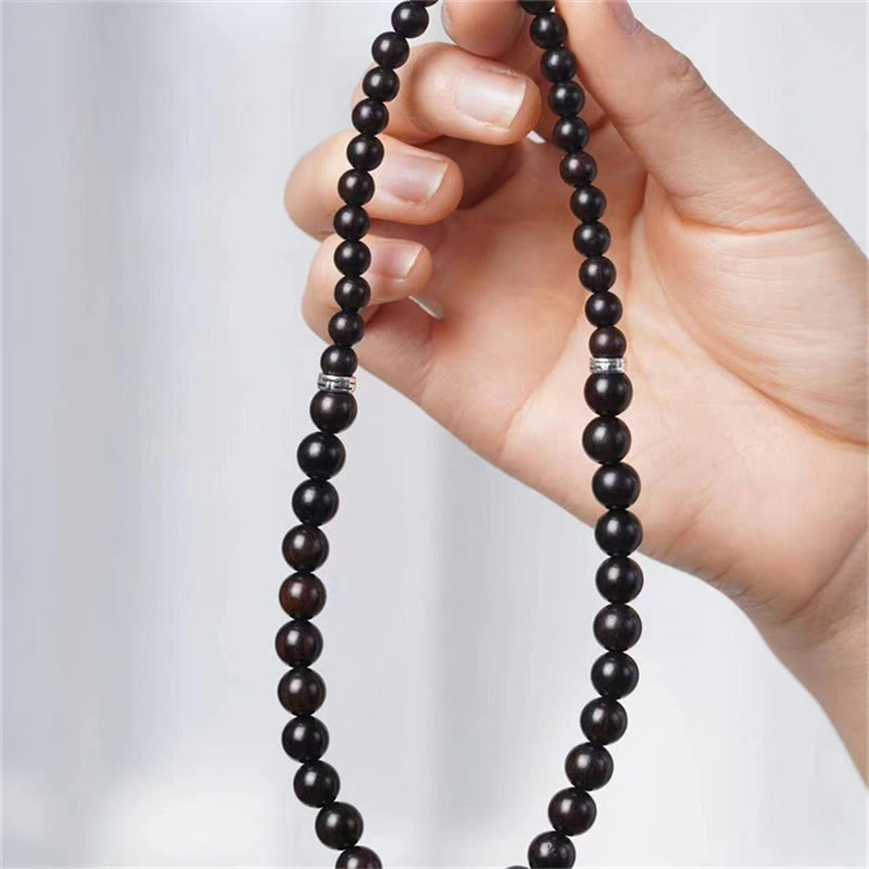 EverestArtStudios Tibet Ebony Wood Dzi Bead Balance Double Wrap Bracelet