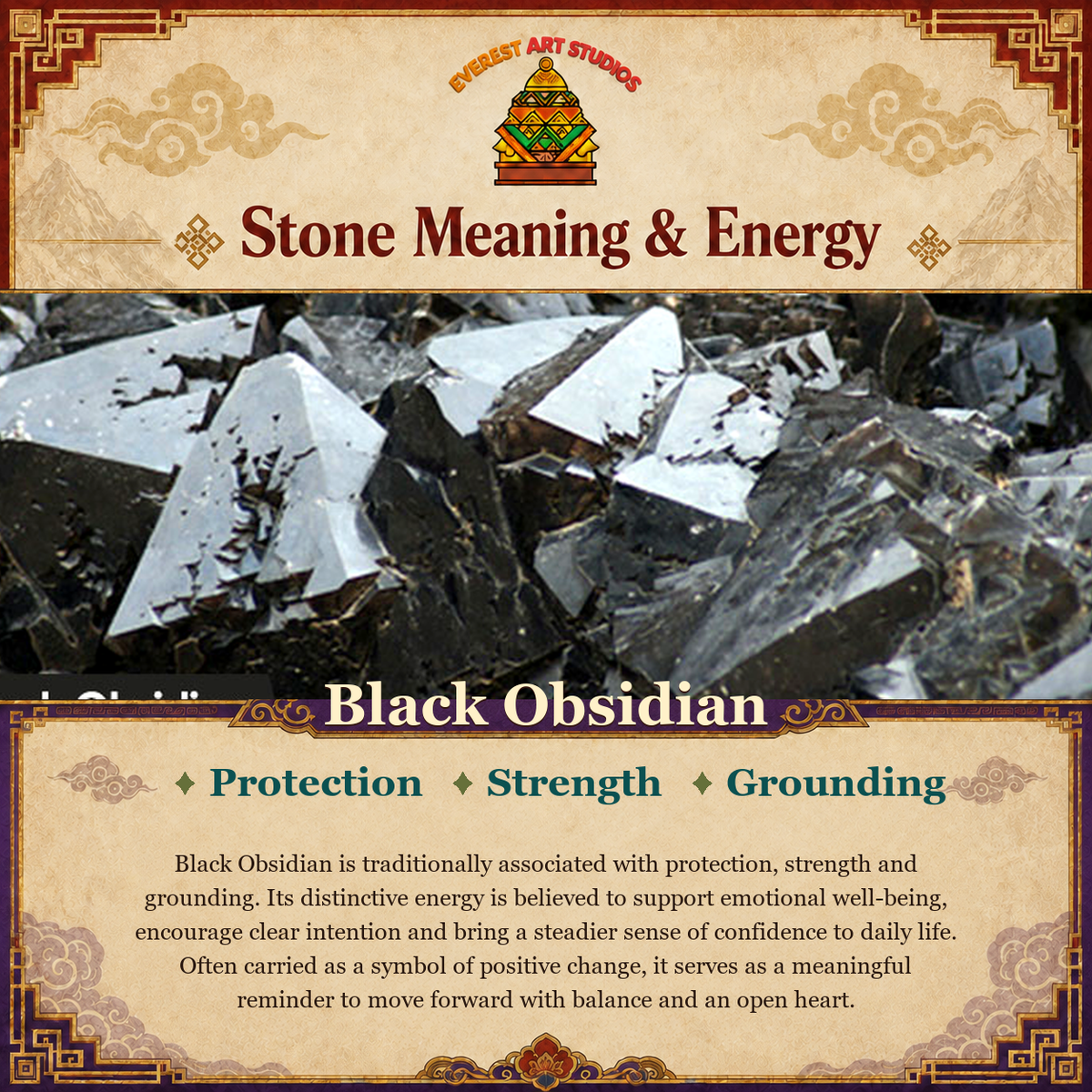 Everest Art Studios Black Obsidian stone meaning and energy