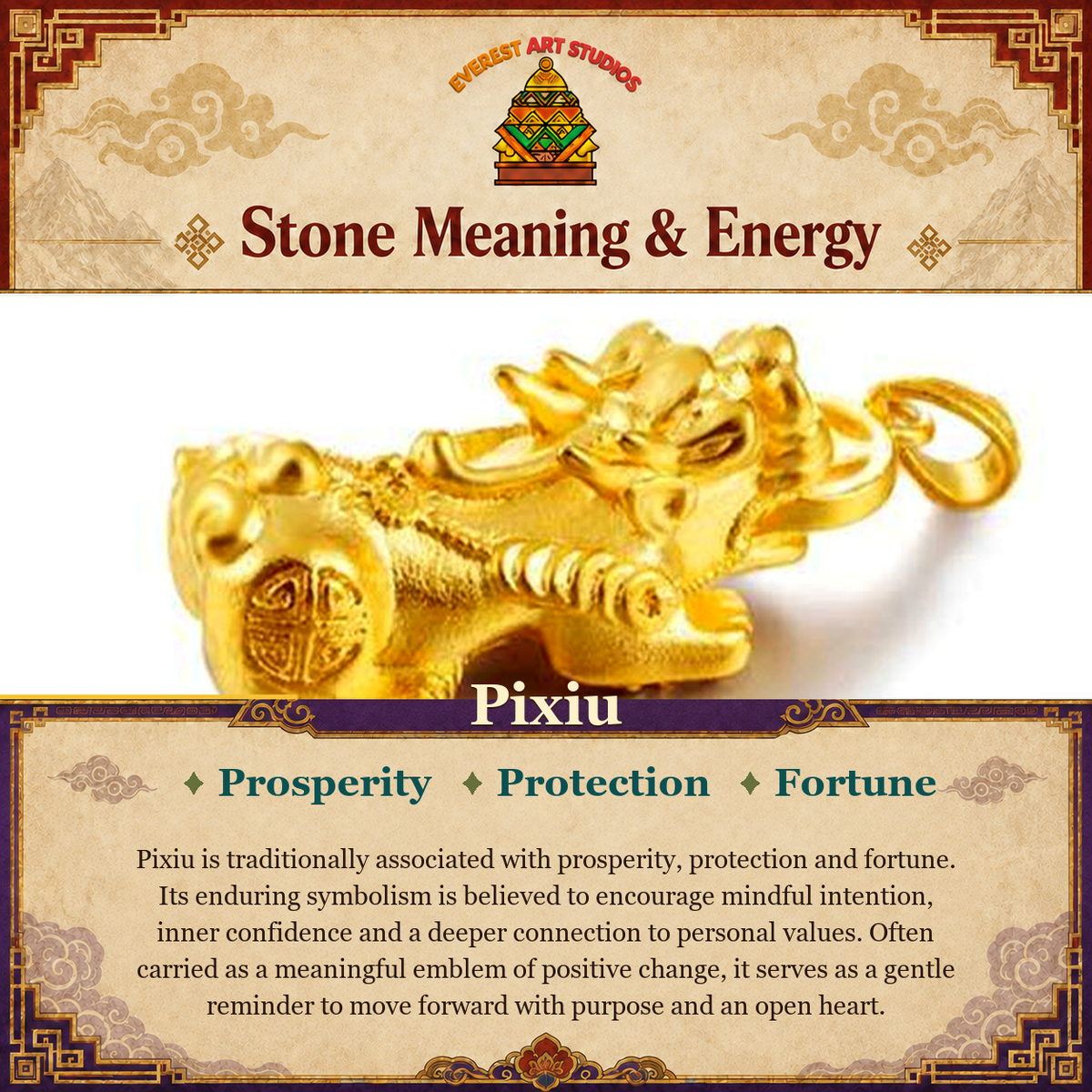 Everest Art Studios Pixiu stone meaning and energy