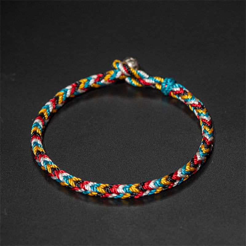 EverestArtstudios Tibet Handmade Five Color Thread Protection Braid String Bracelet