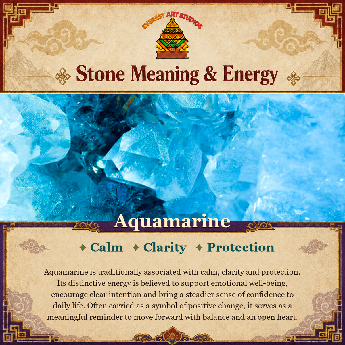 Everest Art Studios Aquamarine stone meaning and energy
