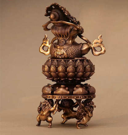 Handmade Purple Copper Vajra Incense Burner, Chinese Zen Meditation Incense Holder for Sandalwood & Agarwood, Tea Ceremony Decor