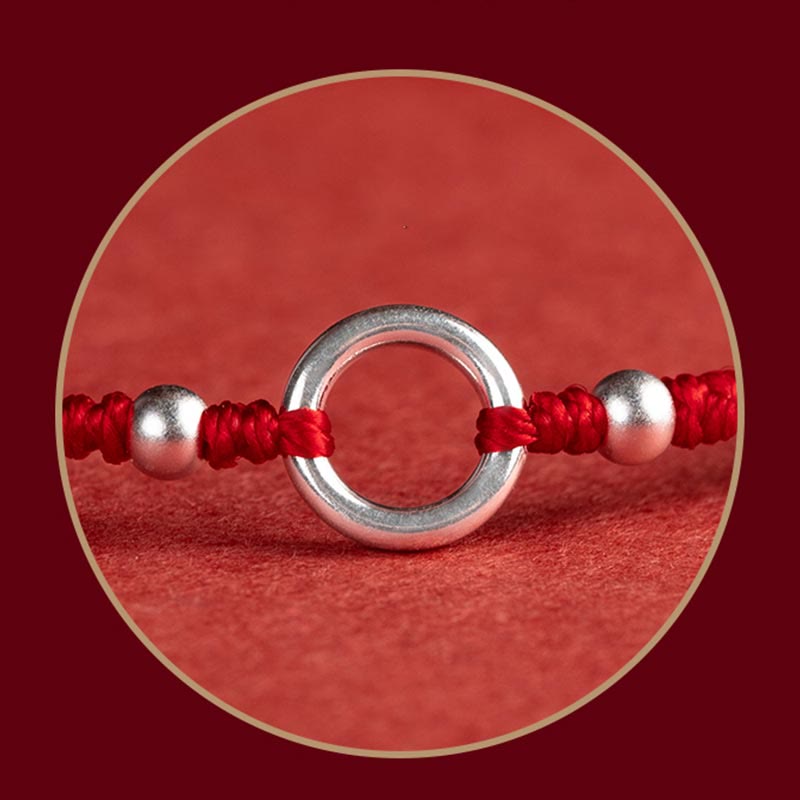 EverestArtstudios 925 Sterling Silver Lucky Fortune Peace Joy Lotus Peace Buckle Red String Bracelet