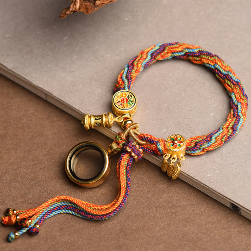 EverestArtStudios Tibetan Om Mani Padme Hum Dreamcatcher Luck Colorful Reincarnation Knot String Bracelet