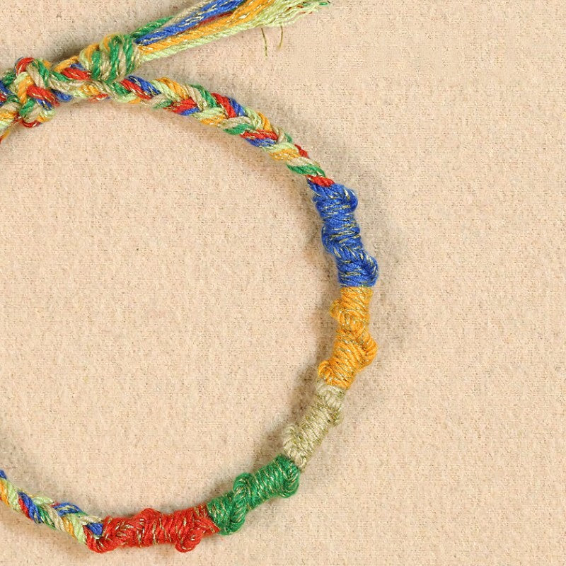 Buddha Stones Multicolor Rope Dragon Good Luck Tibetan Bracelet