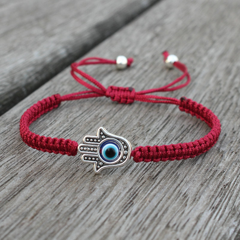 EverestArtstudios Handmade Hamsa Symbol Protection Luck String Bracelet