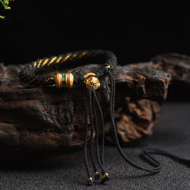 EverestArtstudios Tibetan Handmade Luck Prayer Wheel Bead Charm Weave Colorful String Bracelet