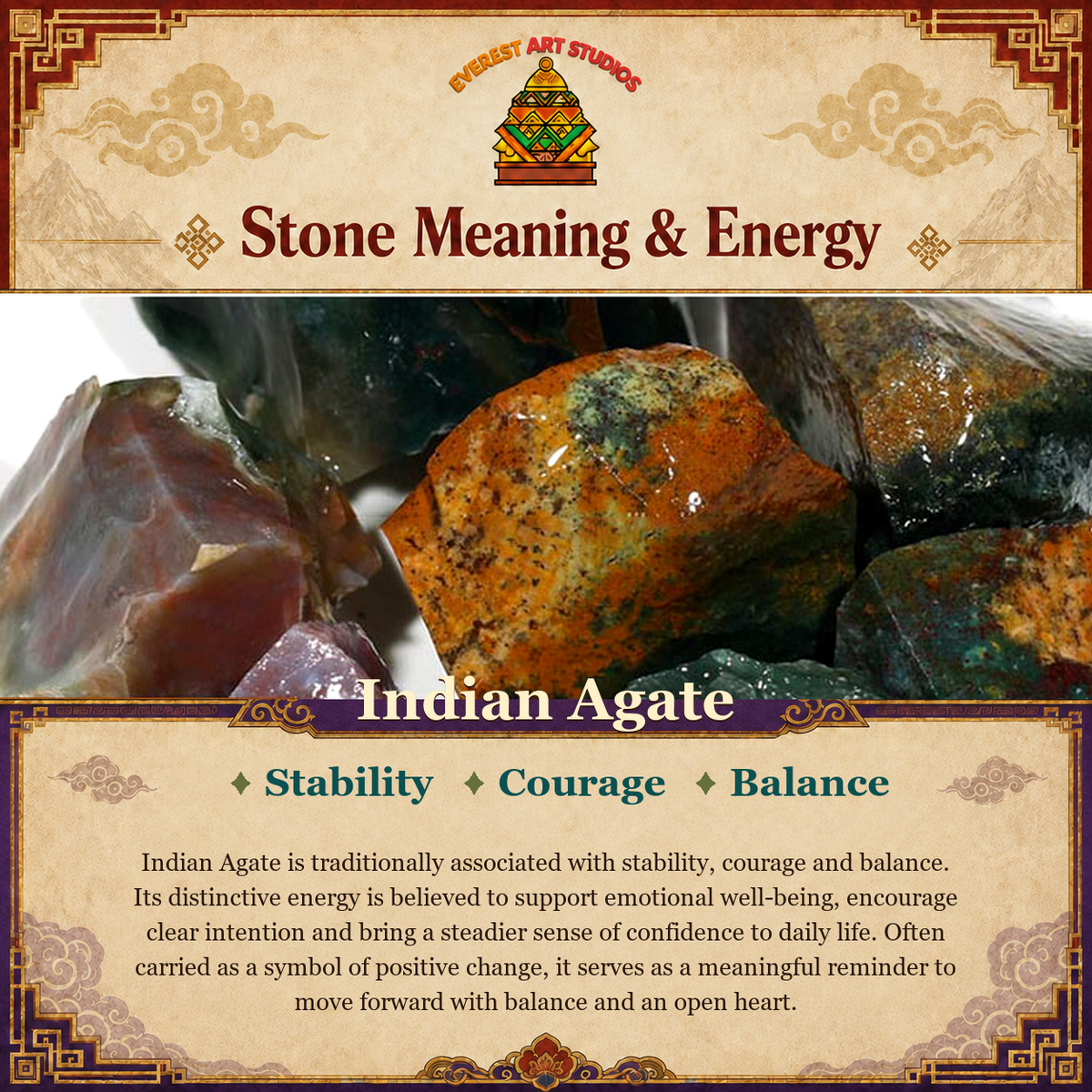 Everest Art Studios Indian Agate stone meaning and energy