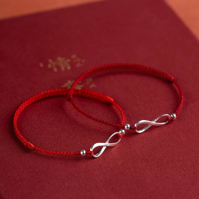 EverestArtstudios 925 Sterling Silver Endless Knot Protection Luck Red String Bracelet Anklet