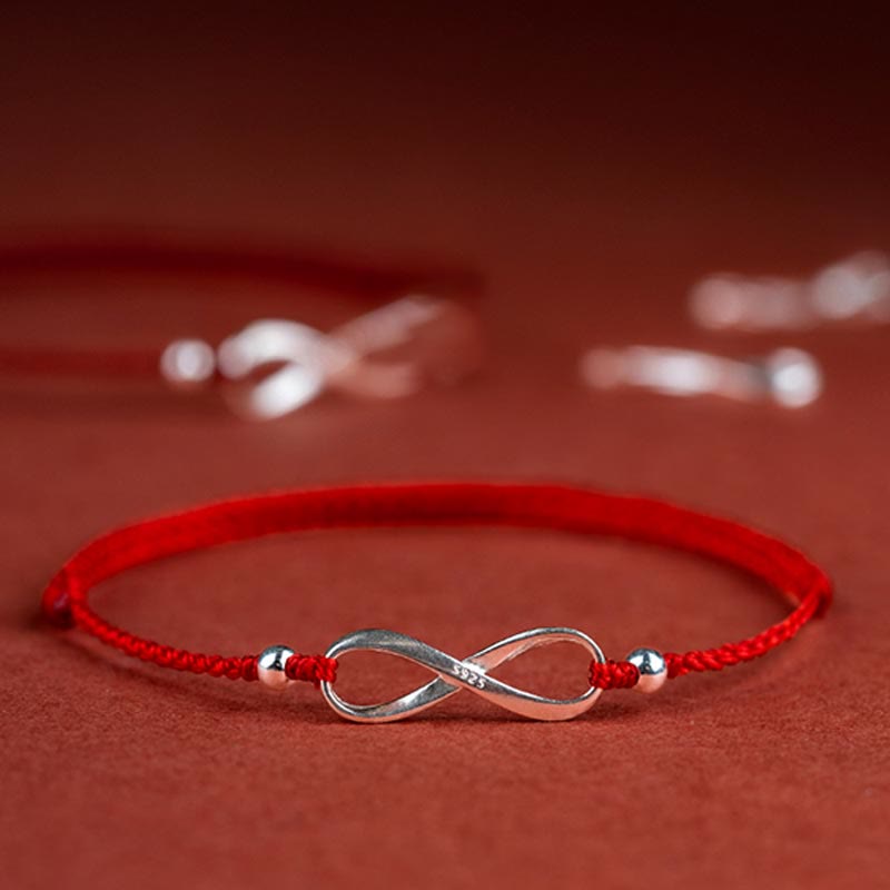 EverestArtstudios 925 Sterling Silver Endless Knot Protection Luck Red String Bracelet Anklet
