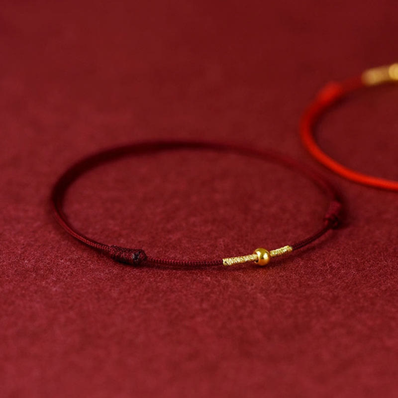 EverestArtStudios 925 Sterling Silver Golden Bead Protection Braided Rope Bracelet Anklet