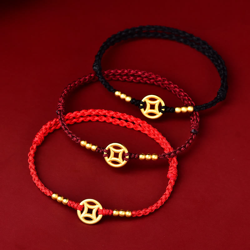EverestArtstudios Copper Coin Strength Braided String Bracelet Anklet