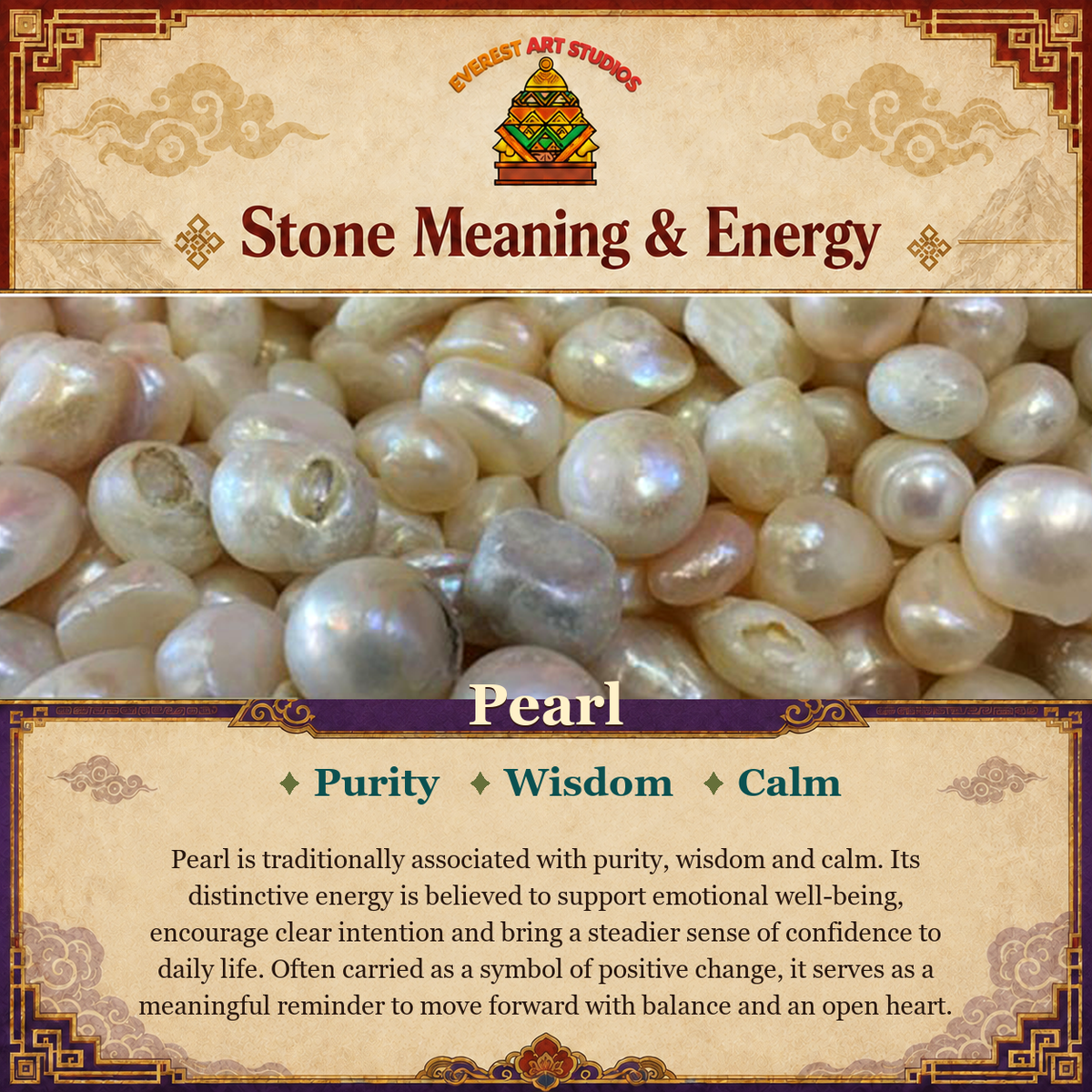 Everest Art Studios Pearl stone meaning and energy