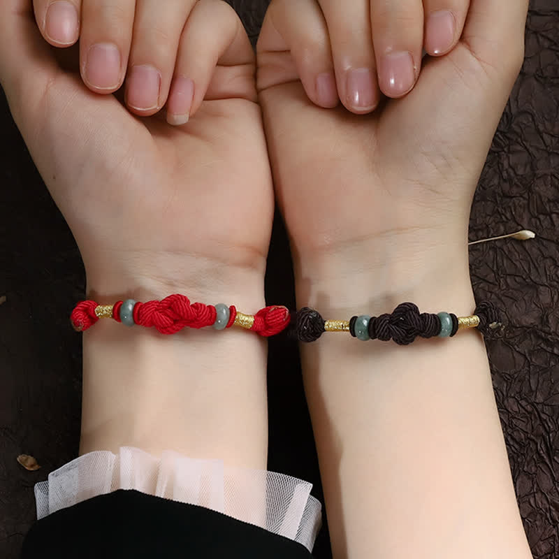 EverestArtStudios Red String Jade Luck Fortune Knot Braided Couple Bracelet