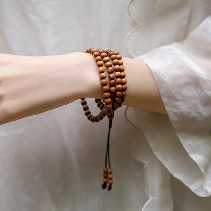 Premium Old Indian Sandalwood 108-Bead Mala Bracelet / Necklace – 8mm, Calming & Meditation