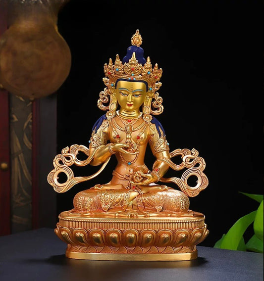 Vajrasattva Brass Statue – Full Gilded Nepal-Style Tibetan Buddhist Deity, 16cm / 21cm / 33cm (6.3” / 8.3” / 13”) Height