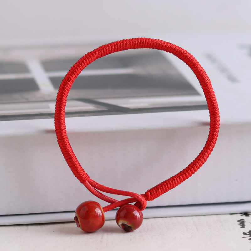 EverestArtStudios FengShui Lucky Red String Ceramic Bracelet