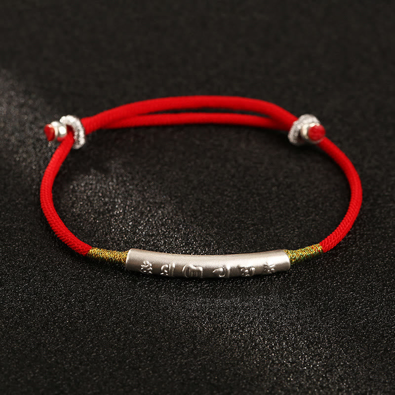 EverestArtStudios Tibetan Buddhist Handmade Mani Mantra Lucky Red String Bracelet