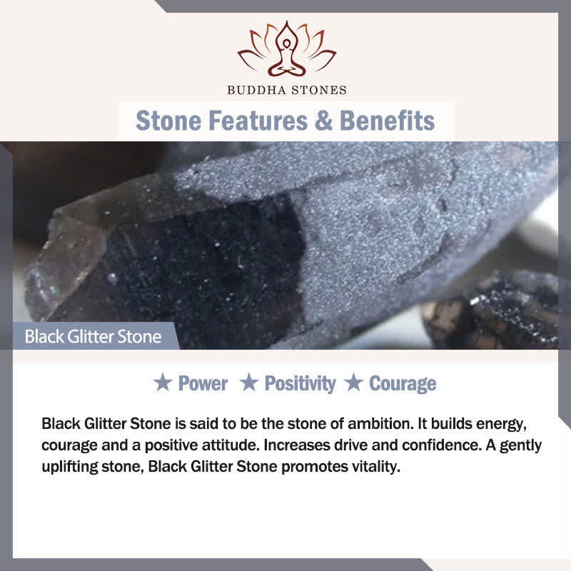 Buddha Stones Black Obsidian Black Glitter Stone Purification Bracelet