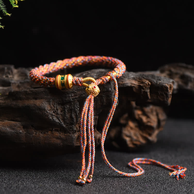 EverestArtstudios Tibetan Handmade Luck Prayer Wheel Bead Charm Weave Colorful String Bracelet