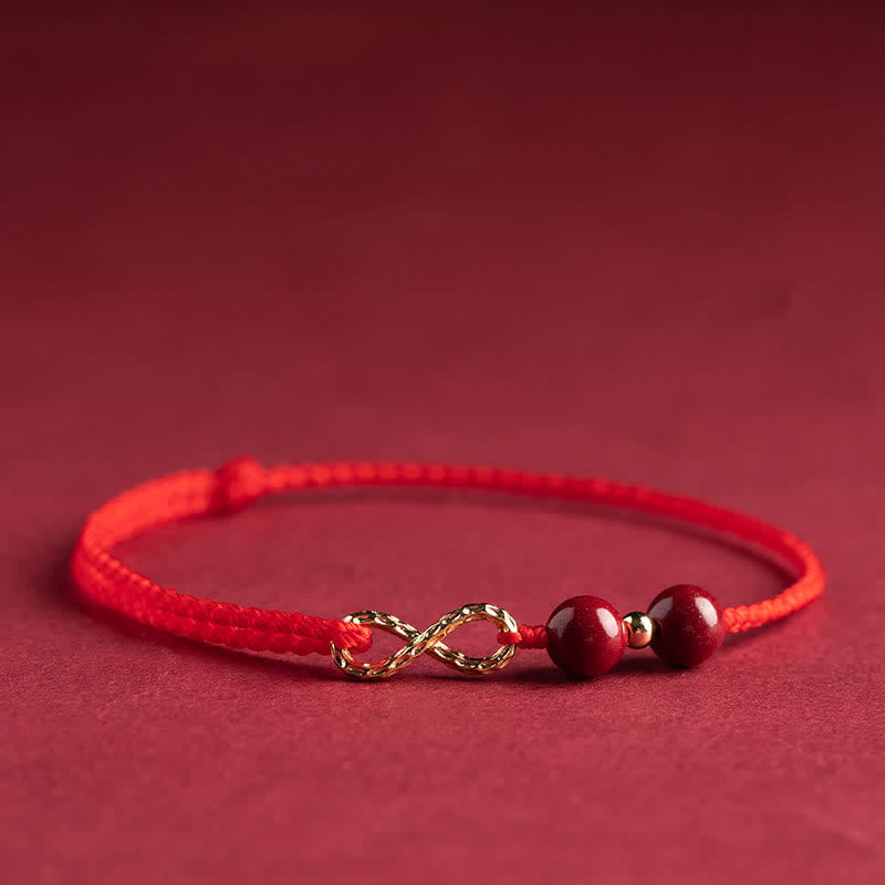 EverestArtStudios Cinnabar Blessing Red String Golden Infinity Symbol Bracelet Anklet