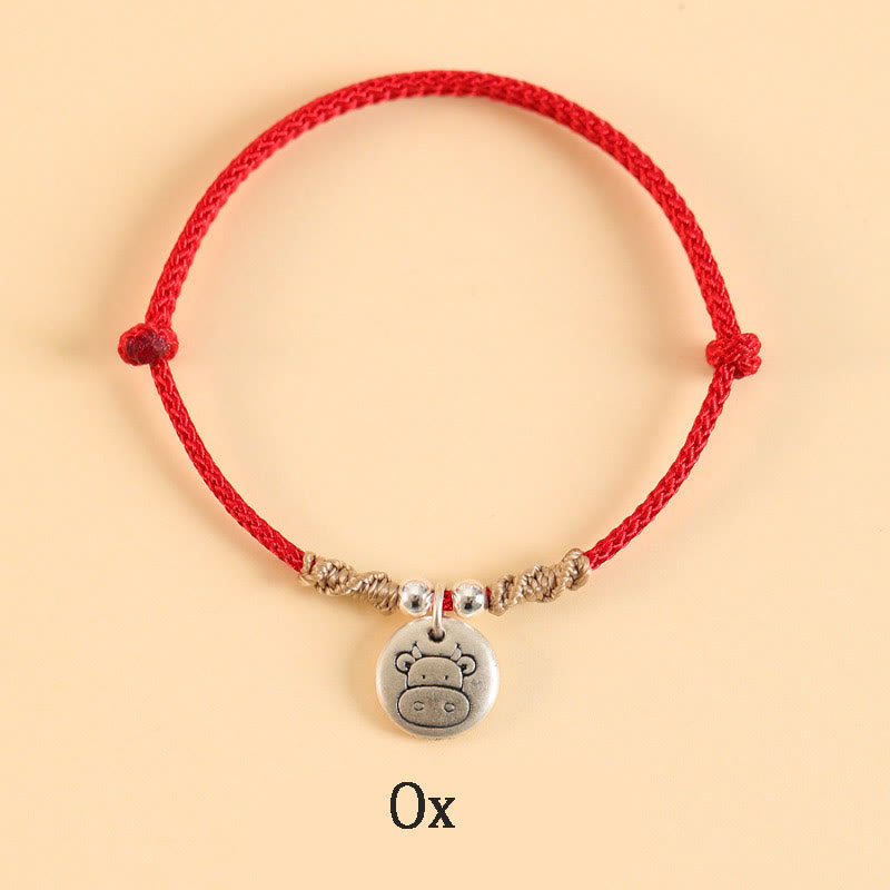 Buddha Stones Handmade 999 Sterling Silver Year of the Dragon Cute Chinese Zodiac Luck Braided Bracelet (Extra 35% Off | USE CODE: FS35)