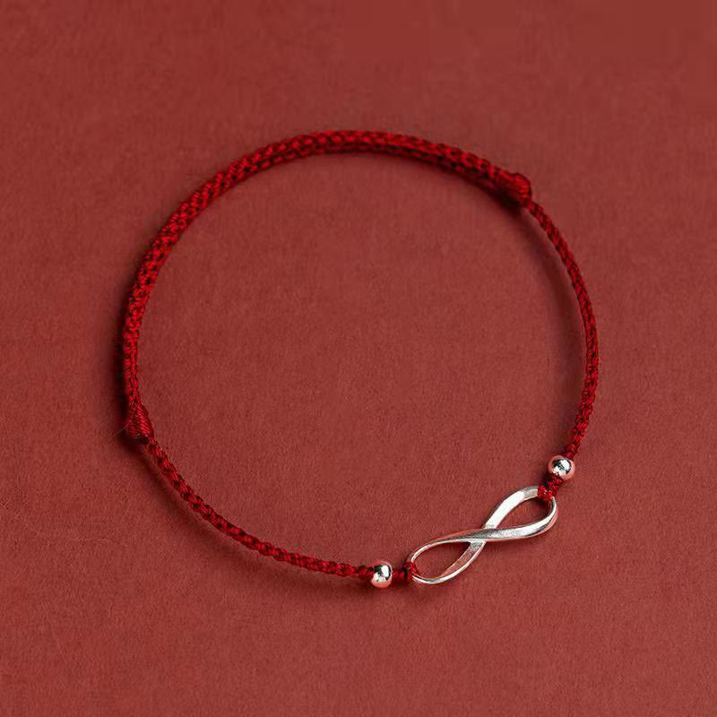 EverestArtstudios 925 Sterling Silver Endless Knot Protection Luck Red String Bracelet Anklet