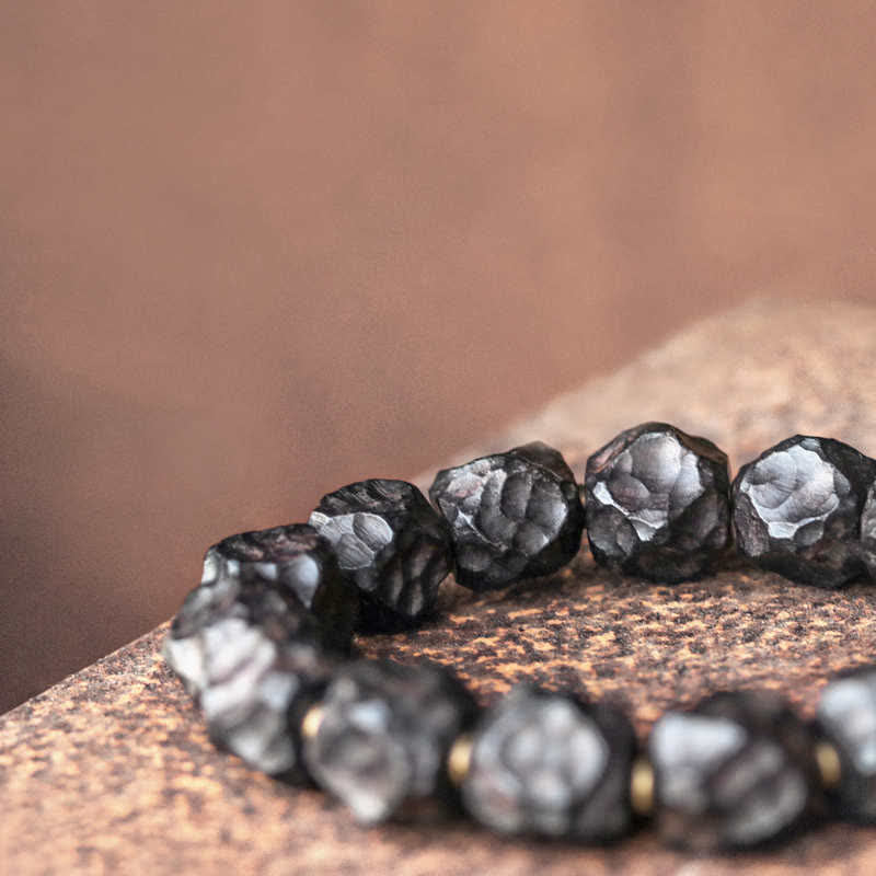 Buddha Stones Ebony Wood Copper Peace Balance Couple Bracelet