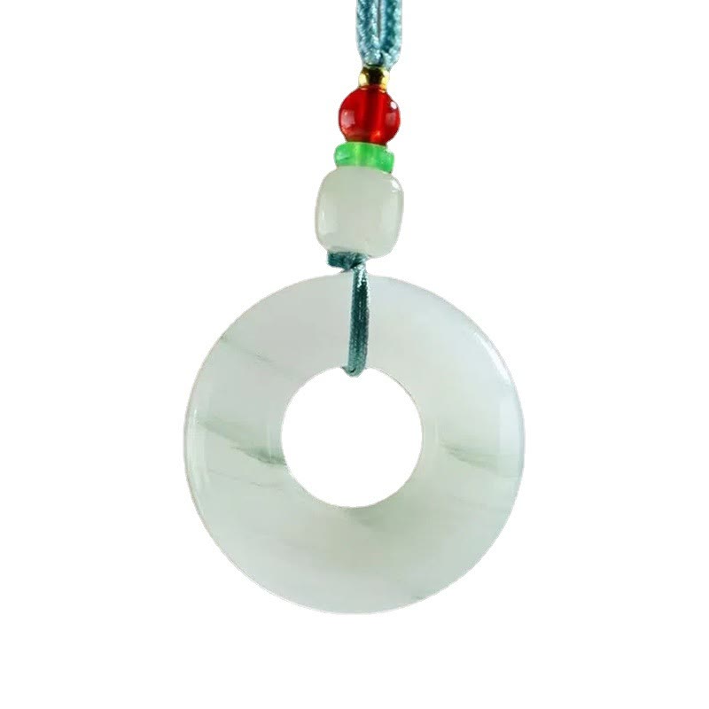 EverestArtstudios Natural Jade Peace Buckle Prosperity Necklace Pendant