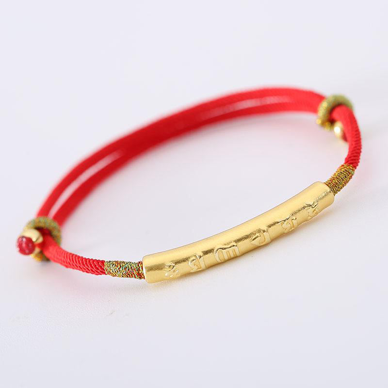 EverestArtStudios Tibetan Buddhist Handmade Mani Mantra Lucky Red String Bracelet