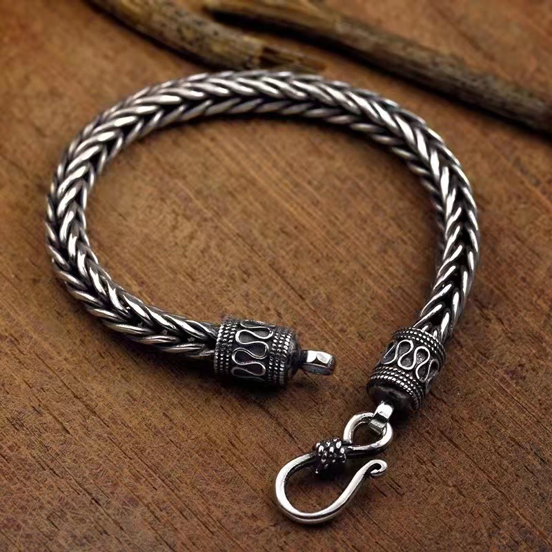 EverestArtStudios Vintage Dragon Keel Braided Twisted Design Wealth Buckle Bracelet