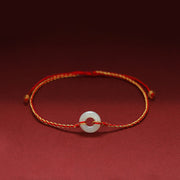 Buddha Stones Round Peace Buckle Jade Luck Abundance Braided Bracelet Anklet