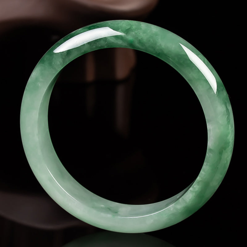 EverestArtStudios Natural Jade Fortune Blessing Bangle Bracelet