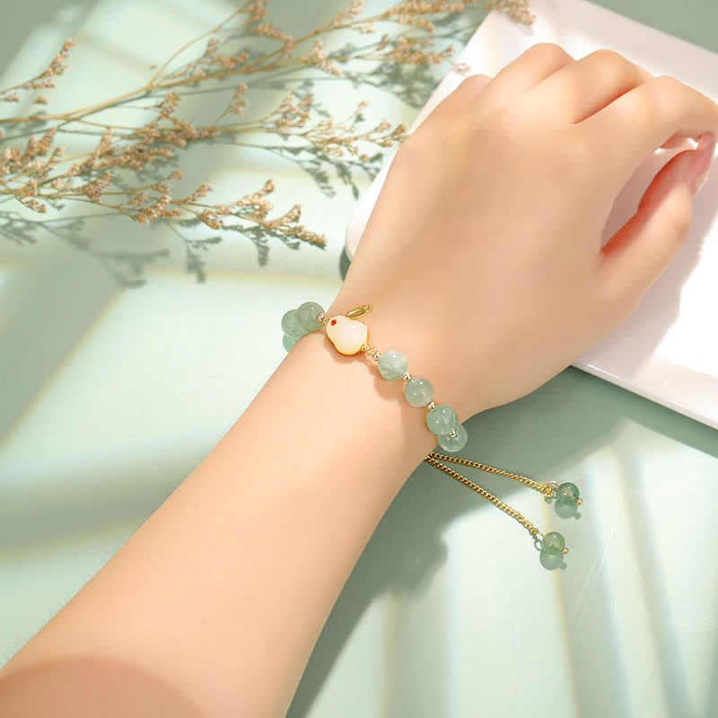Buddha Stones Year of the Rabbit Natural Green Aventurine Luck Bead Bracelet