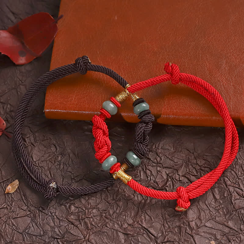 EverestArtStudios Red String Jade Luck Fortune Knot Braided Couple Bracelet