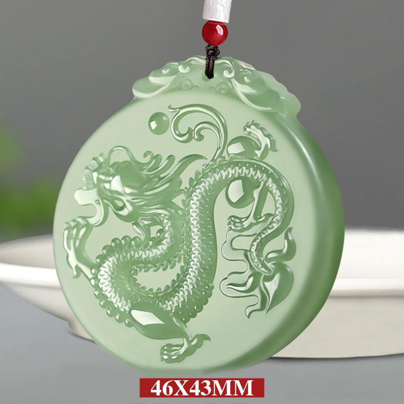EverestArtstudios Chinese Zodiac Dragon Jade Luck Necklace String Pendant