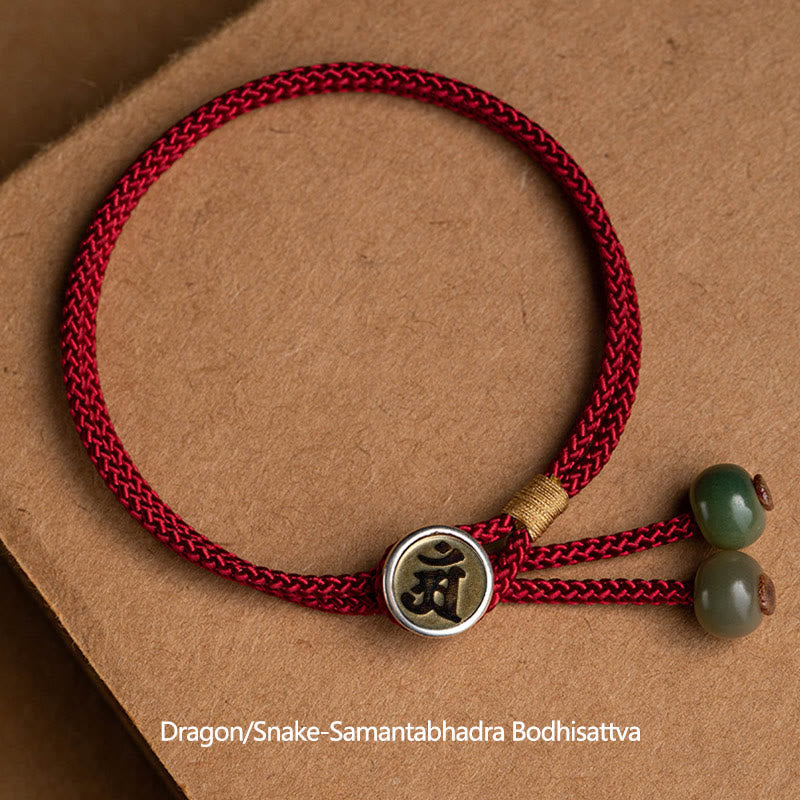 EverestArtStudios 925 Sterling Silver Handmade Chinese Zodiac Natal Buddha Cyan Bodhi Seed Protection Braided Red String Bracelet