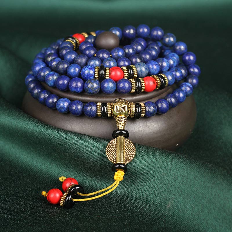 EverestArtStudios Tibetan Mala Lapis Lazuli Lazurite Positive Bracelet