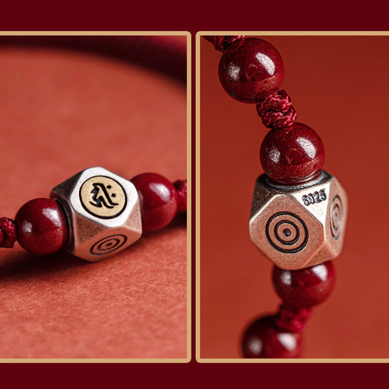 Buddha Stones 925 Sterling Silver Chinese Zodiac Cinnabar Calm Bracelet
