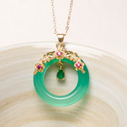 EverestArtstudios Green Chalcedony Peace Buckle Design Strength Necklace Pendant