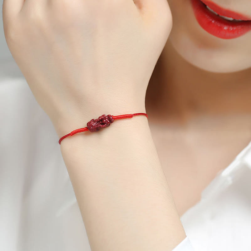 EverestArtstudios Handmade Plum Blossom Four Leaf Clover PiXiu Lotus Koi Fish Cinnabar Blessing Braid Bracelet