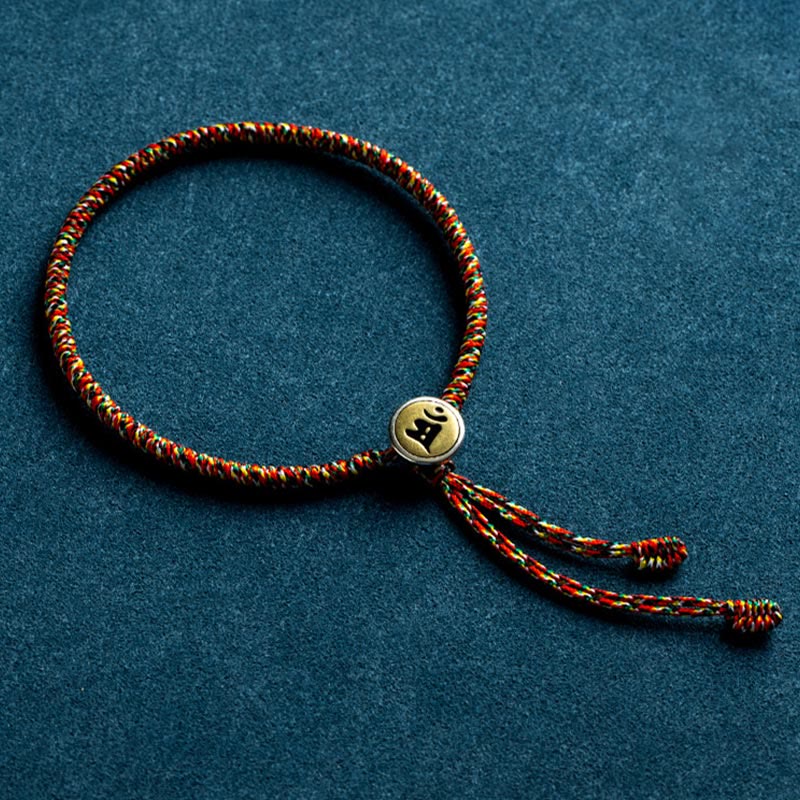 Buddha Stones Handmade 925 Sterling Silver Chinese Zodiac Protection Colorful Rope Bracelet