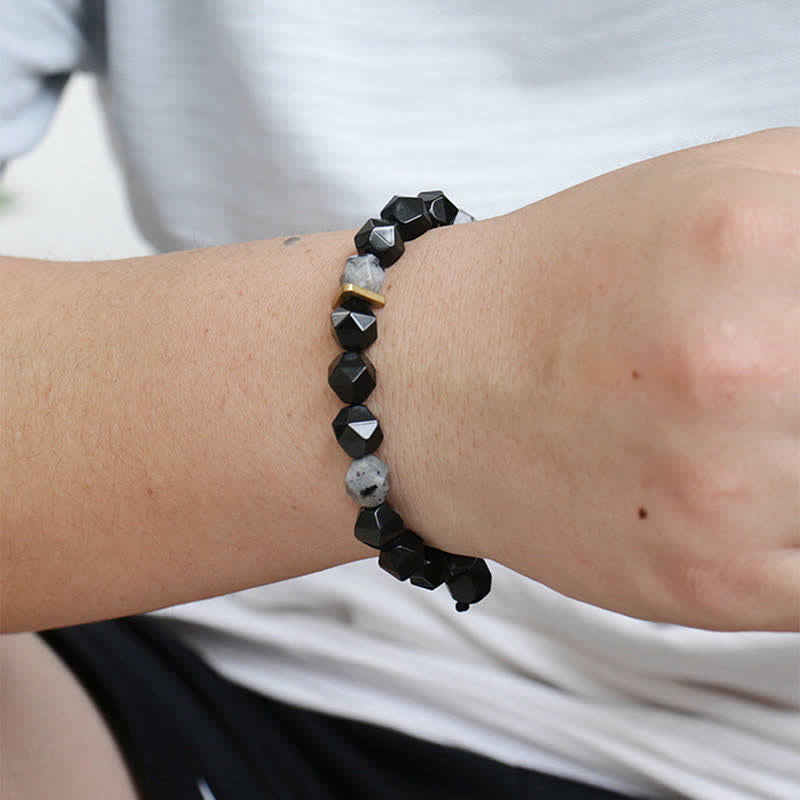Buddha Stones Black Obsidian Black Glitter Stone Purification Bracelet