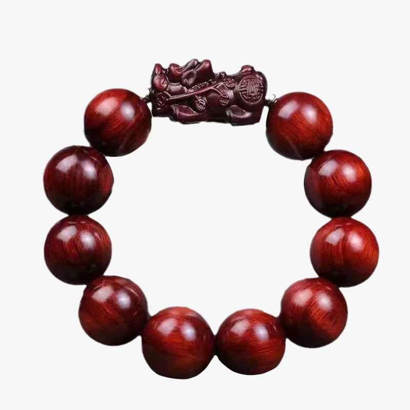 EverestArtStudios Small Leaf Red Sandalwood PiXiu Protection Bracelet