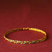 Buddha Stones Handmade Multicolored Dragon Scale Pattern Braid String Bracelet