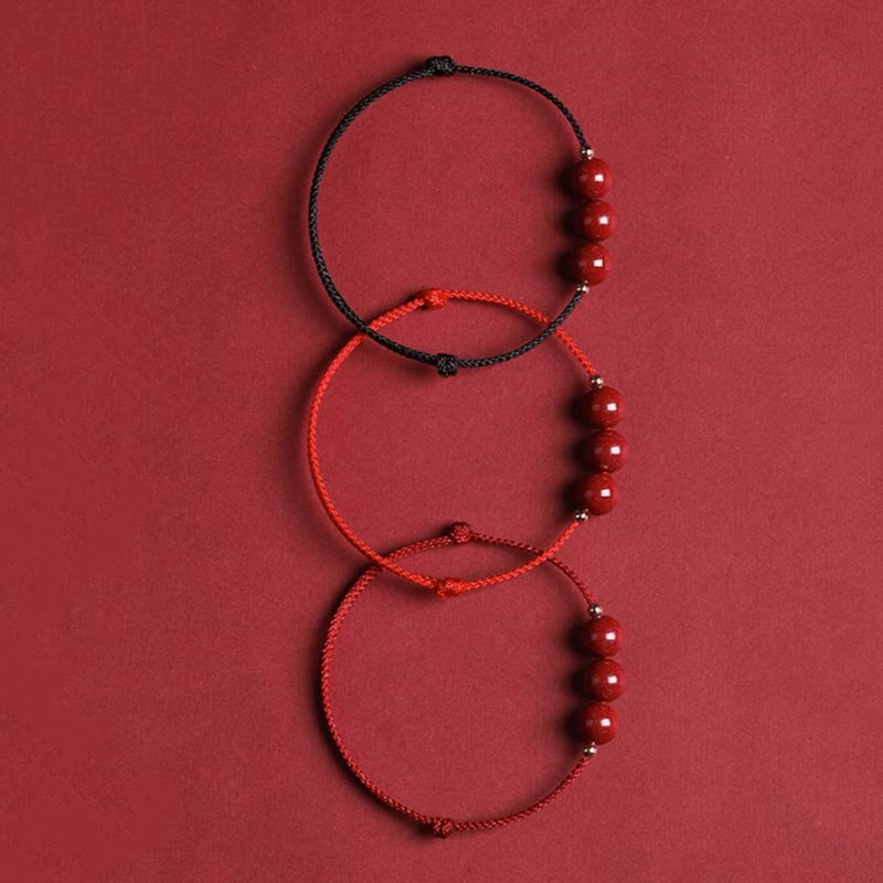 EverestArtstudios Natural Lucky Cinnabar Bead Blessing String Bracelet Anklet